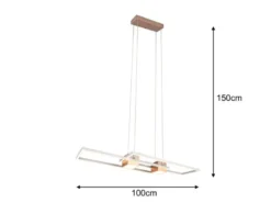 LED Pendelleuchte ALBANY Coffee mit Fernbedienung dimmbar lang, Breite 100cm