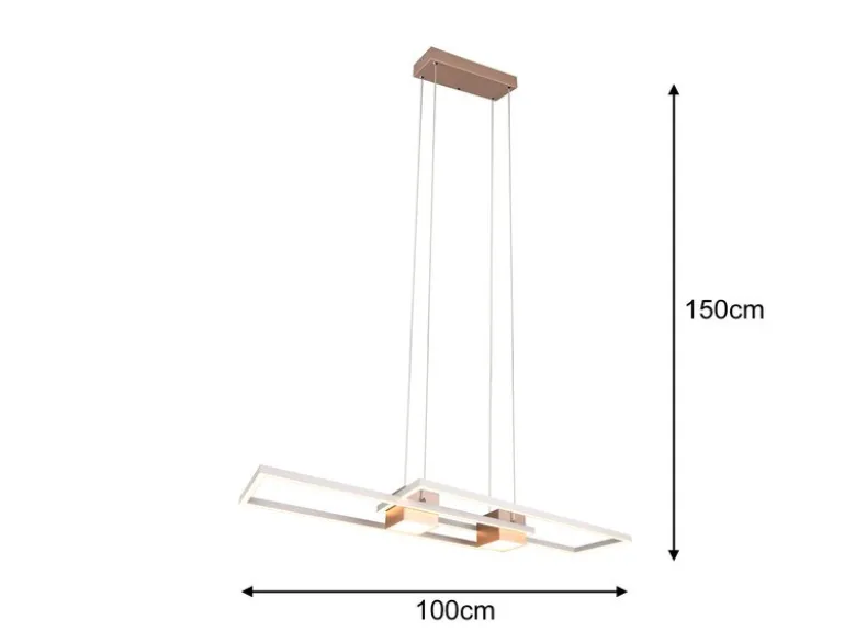 LED Pendelleuchte ALBANY Coffee mit Fernbedienung dimmbar lang, Breite 100cm