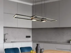 LED Pendelleuchte ALBANY Schwarz mit Fernbedienung dimmbar lang, Breite 100cm