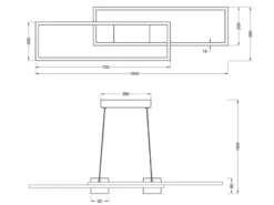 LED Pendelleuchte ALBANY Schwarz mit Fernbedienung dimmbar lang, Breite 100cm