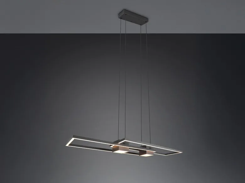 LED Pendelleuchte ALBANY Schwarz mit Fernbedienung dimmbar lang, Breite 100cm