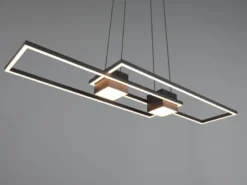 LED Pendelleuchte ALBANY Schwarz mit Fernbedienung dimmbar lang, Breite 100cm