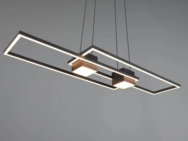 LED Pendelleuchte ALBANY Schwarz mit Fernbedienung dimmbar lang, Breite 100cm