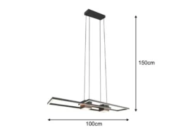 LED Pendelleuchte ALBANY Schwarz mit Fernbedienung dimmbar lang, Breite 100cm