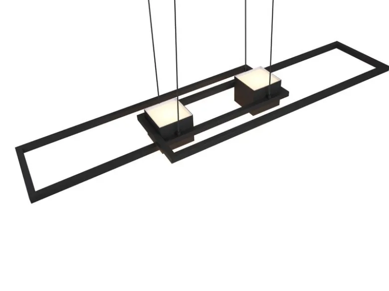 LED Pendelleuchte ALBANY Schwarz mit Fernbedienung dimmbar lang, Breite 100cm