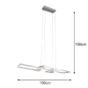 LED Pendelleuchte ALBANY Silber mit Fernbedienung dimmbar lang, Breite 100cm