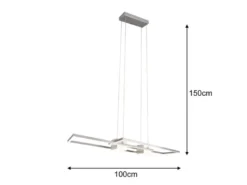 LED Pendelleuchte ALBANY Silber mit Fernbedienung dimmbar lang, Breite 100cm