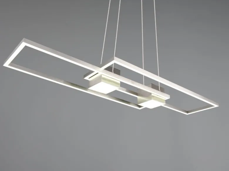 LED Pendelleuchte ALBANY Silber mit Fernbedienung dimmbar lang, Breite 100cm
