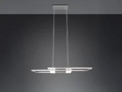 LED Pendelleuchte ALBANY Silber mit Fernbedienung dimmbar lang, Breite 100cm