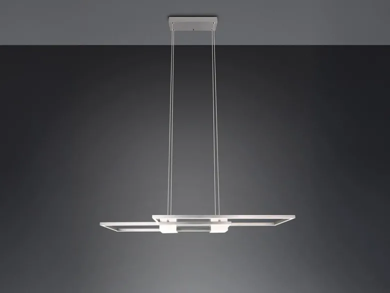 LED Pendelleuchte ALBANY Silber mit Fernbedienung dimmbar lang, Breite 100cm