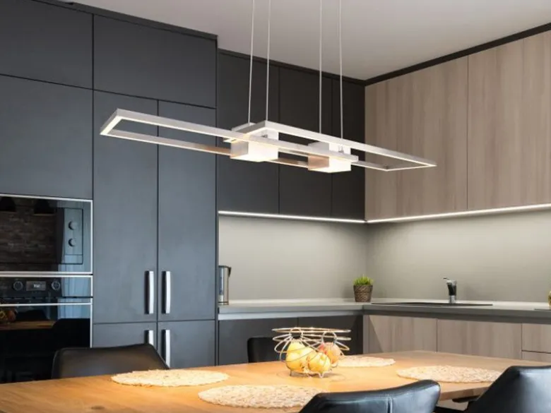 LED Pendelleuchte ALBANY Silber mit Fernbedienung dimmbar lang, Breite 100cm