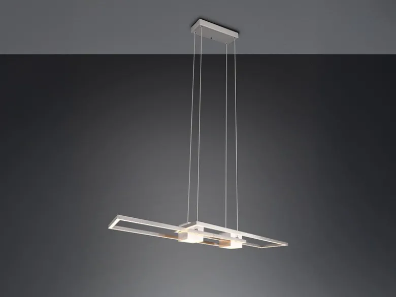 LED Pendelleuchte ALBANY Silber mit Fernbedienung dimmbar lang, Breite 100cm