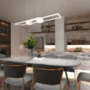 LED Pendelleuchte ALBANY Weiß mit Fernbedienung dimmbar lang, Breite 100cm