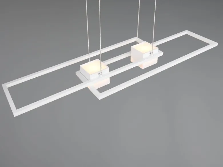 LED Pendelleuchte ALBANY Weiß mit Fernbedienung dimmbar lang, Breite 100cm