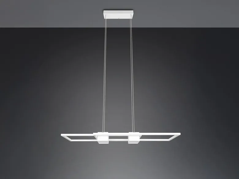 LED Pendelleuchte ALBANY Weiß mit Fernbedienung dimmbar lang, Breite 100cm