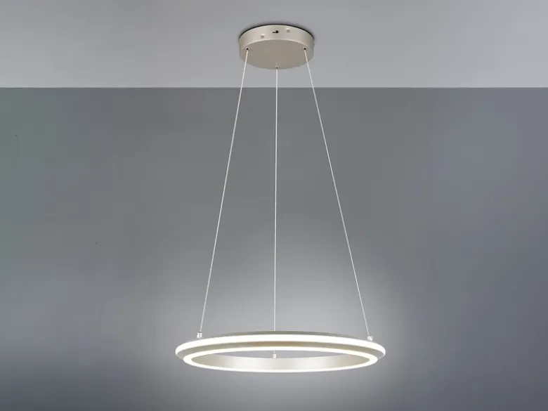 LED Pendelleuchte AMADOR Metall Silber, dimmbar & Lichtfarbe einstellbar Ø 45cm