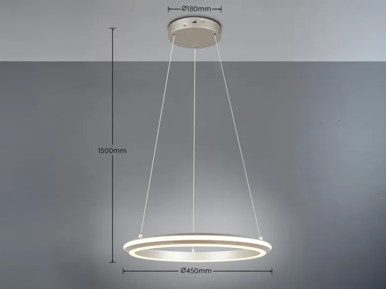 LED Pendelleuchte AMADOR Metall Silber, dimmbar & Lichtfarbe einstellbar Ø 45cm