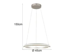 LED Pendelleuchte AMADOR Metall Silber, dimmbar & Lichtfarbe einstellbar Ø 45cm