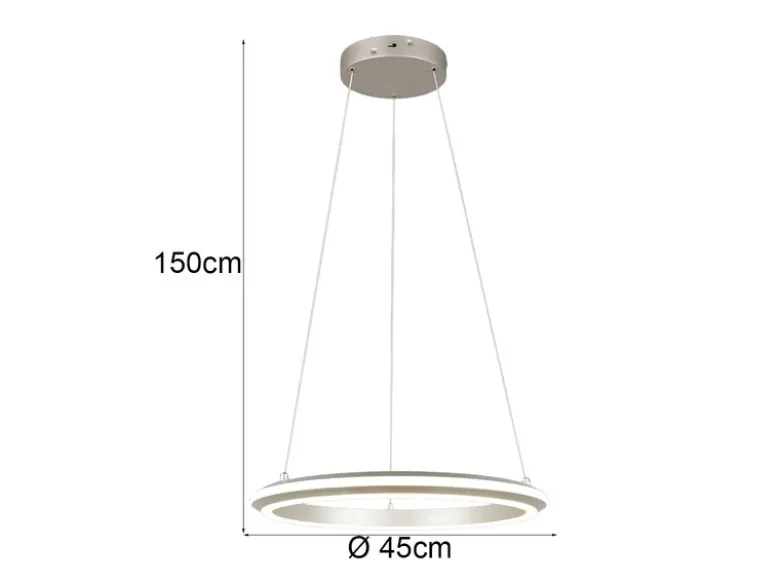 LED Pendelleuchte AMADOR Metall Silber, dimmbar & Lichtfarbe einstellbar Ø 45cm