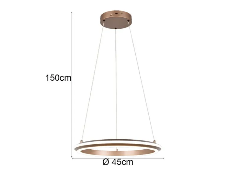 LED Pendelleuchte AMADOR Metall Coffee, dimmbar & Lichtfarbe einstellbar Ø 45cm