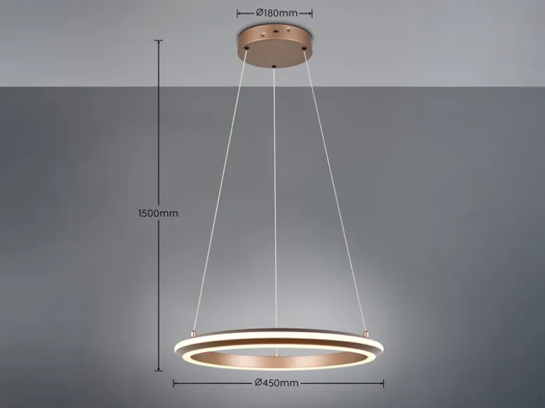 LED Pendelleuchte AMADOR Metall Coffee, dimmbar & Lichtfarbe einstellbar Ø 45cm