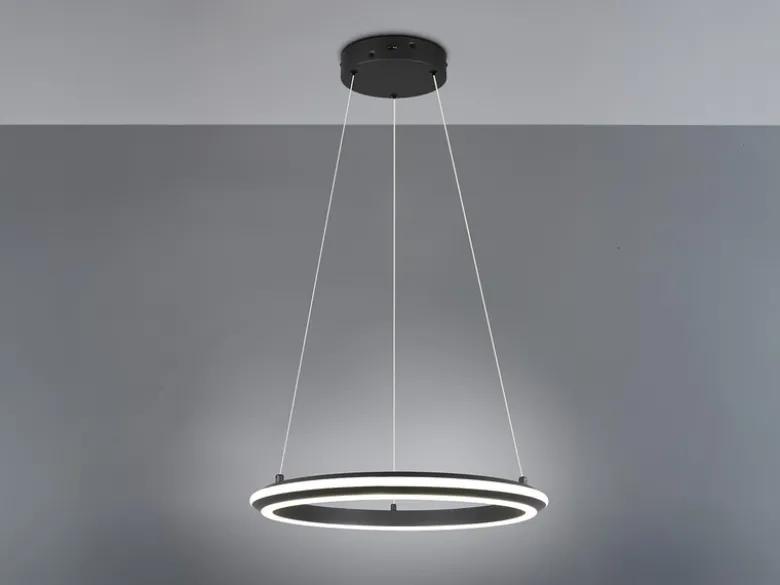 LED Pendelleuchte AMADOR Metall Schwarz, dimmbar & Lichtfarbe einstellbar Ø 45cm
