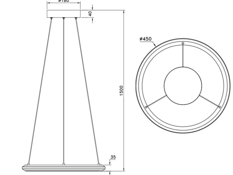 LED Pendelleuchte AMADOR Metall Schwarz, dimmbar & Lichtfarbe einstellbar Ø 45cm