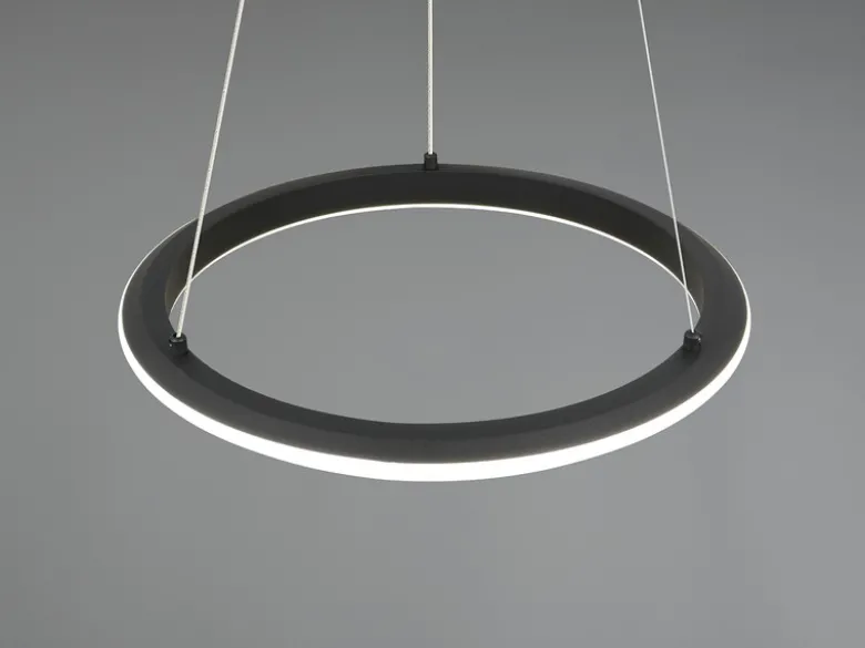 LED Pendelleuchte AMADOR Metall Schwarz, dimmbar & Lichtfarbe einstellbar Ø 45cm