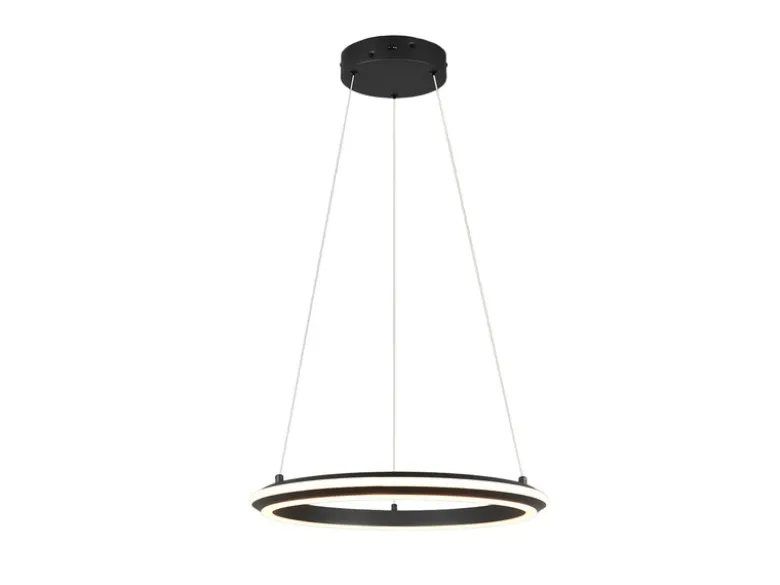 LED Pendelleuchte AMADOR Metall Schwarz, dimmbar & Lichtfarbe einstellbar Ø 45cm