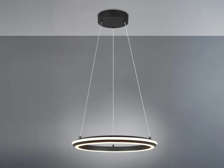LED Pendelleuchte AMADOR Metall Schwarz, dimmbar & Lichtfarbe einstellbar Ø 45cm