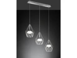 LED Pendelleuchte AMY 3-flammig mit Gitter Lampenschirmen Silber, Breite 76cm