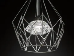 LED Pendelleuchte AMY mit Gitter Lampenschirm 1-flammig Silber, Ø 25cm