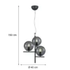 LED Pendelleuchte Anthrazit mit Glaskugeln aus Rauchglas 3-flammig, Ø 40cm