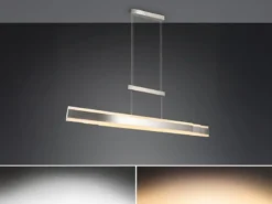 LED Pendelleuchte ARCOLA ausziehbar höhenverstellbar Silber, max. Breite 152cm