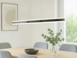 LED Pendelleuchte ARCOLA stufenlos höhenverstellbar Silber, Breite 115cm
