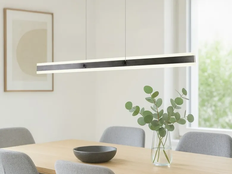 LED Pendelleuchte ARCOLA stufenlos höhenverstellbar Silber, Breite 115cm