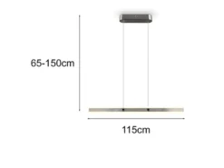 LED Pendelleuchte ARCOLA stufenlos höhenverstellbar Silber, Breite 115cm