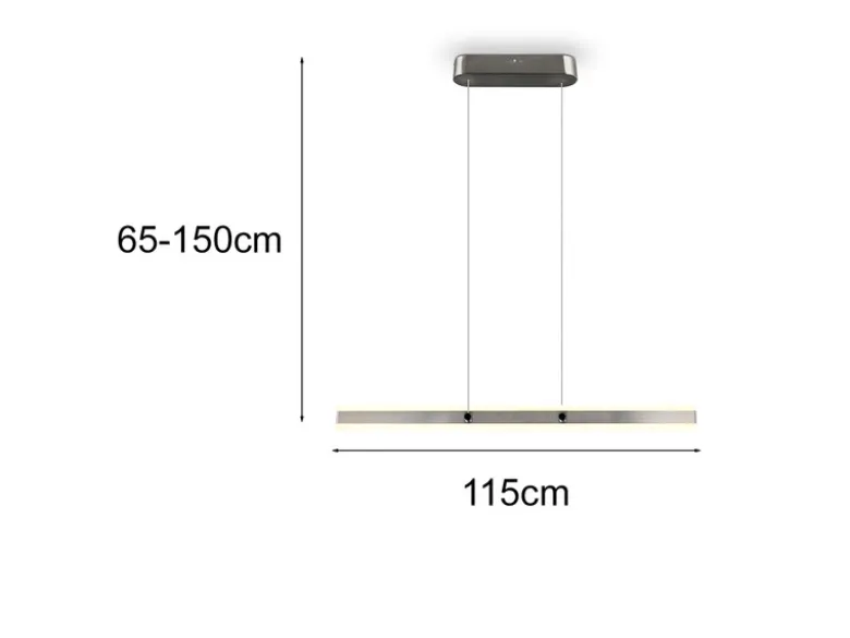 LED Pendelleuchte ARCOLA stufenlos höhenverstellbar Silber, Breite 115cm