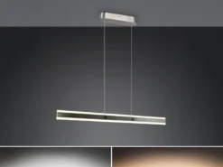 LED Pendelleuchte ARCOLA stufenlos höhenverstellbar Silber, Breite 115cm
