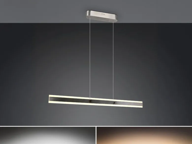 LED Pendelleuchte ARCOLA stufenlos höhenverstellbar Silber, Breite 115cm