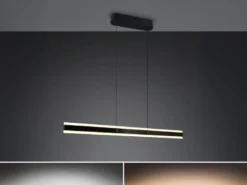 LED Pendelleuchte ARCOLA stufenlos höhenverstellbar Schwarz, Breite 115cm