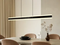 LED Pendelleuchte ARCOLA stufenlos höhenverstellbar Schwarz, Breite 115cm