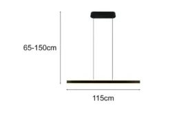 LED Pendelleuchte ARCOLA stufenlos höhenverstellbar Schwarz, Breite 115cm