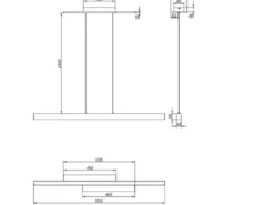 LED Pendelleuchte BELFAST lang 3 Stufen dimmbar Schwarz, Breite 115cm