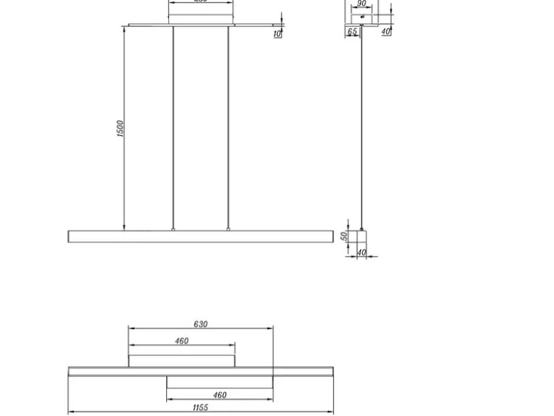 LED Pendelleuchte BELFAST lang 3 Stufen dimmbar Schwarz, Breite 115cm