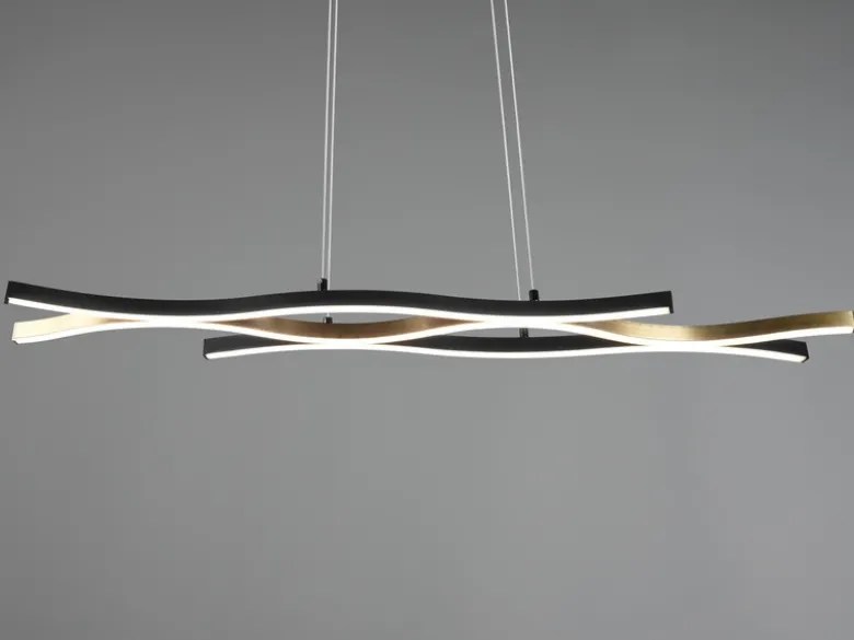 LED Pendelleuchte BLAZE Schwarz Gold dimmbar & 2 Lichtfarben, Breite 107cm