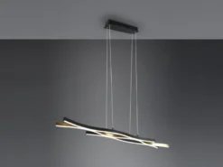 LED Pendelleuchte BLAZE Schwarz Gold dimmbar & 2 Lichtfarben, Breite 107cm
