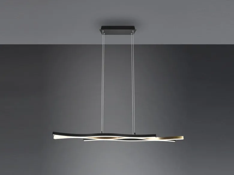 LED Pendelleuchte BLAZE Schwarz Gold dimmbar & 2 Lichtfarben, Breite 107cm