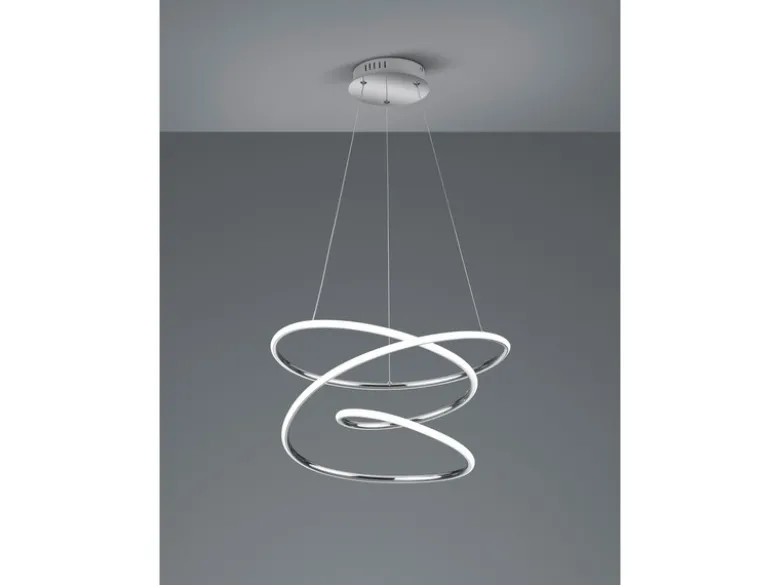 LED Pendelleuchte BOLOGNA Metall Chrom/Weiß 3 Stufen Dimmer, Ø 50cm