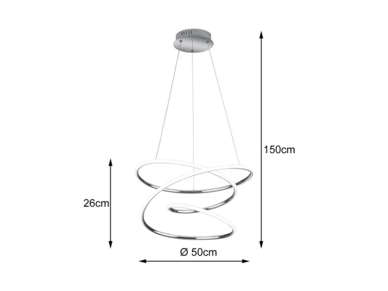 LED Pendelleuchte BOLOGNA Metall Chrom/Weiß 3 Stufen Dimmer, Ø 50cm